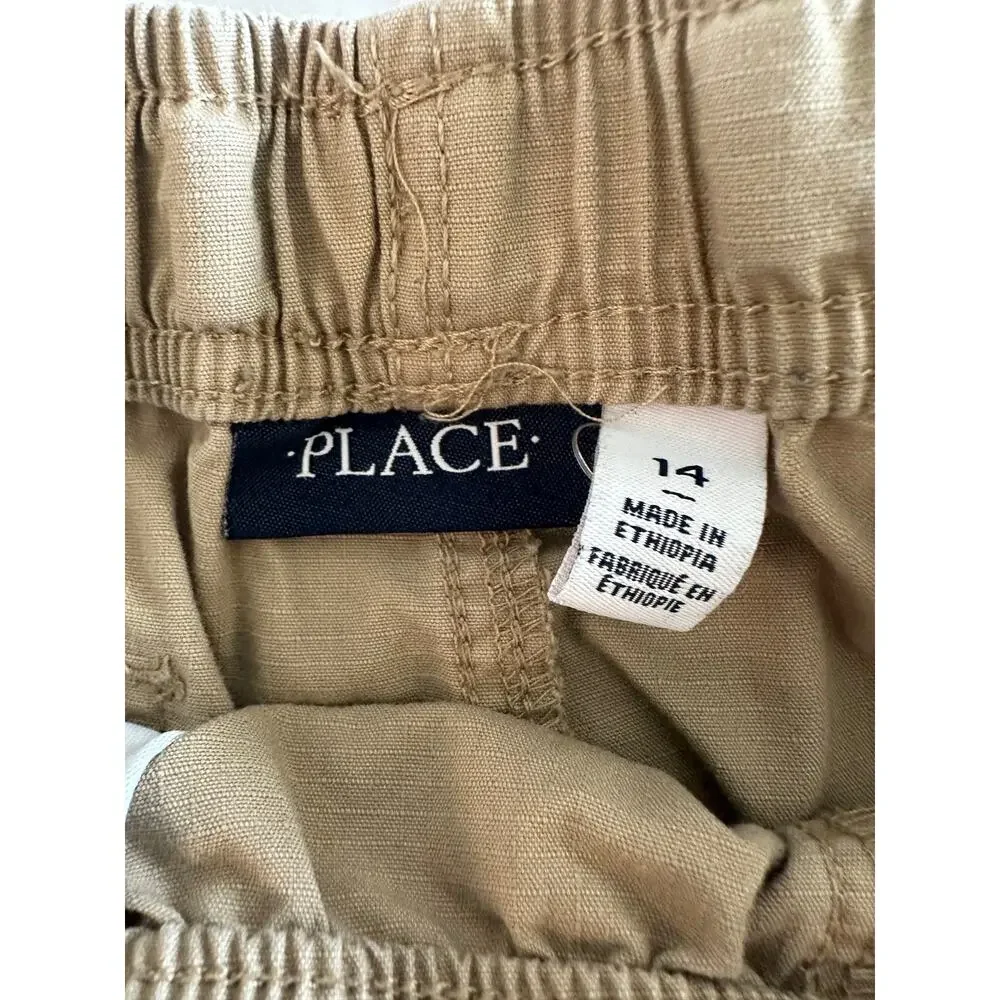 Boys Children's Place Size 14 Khaki Cargo Shorts Adjustable Waist EUC